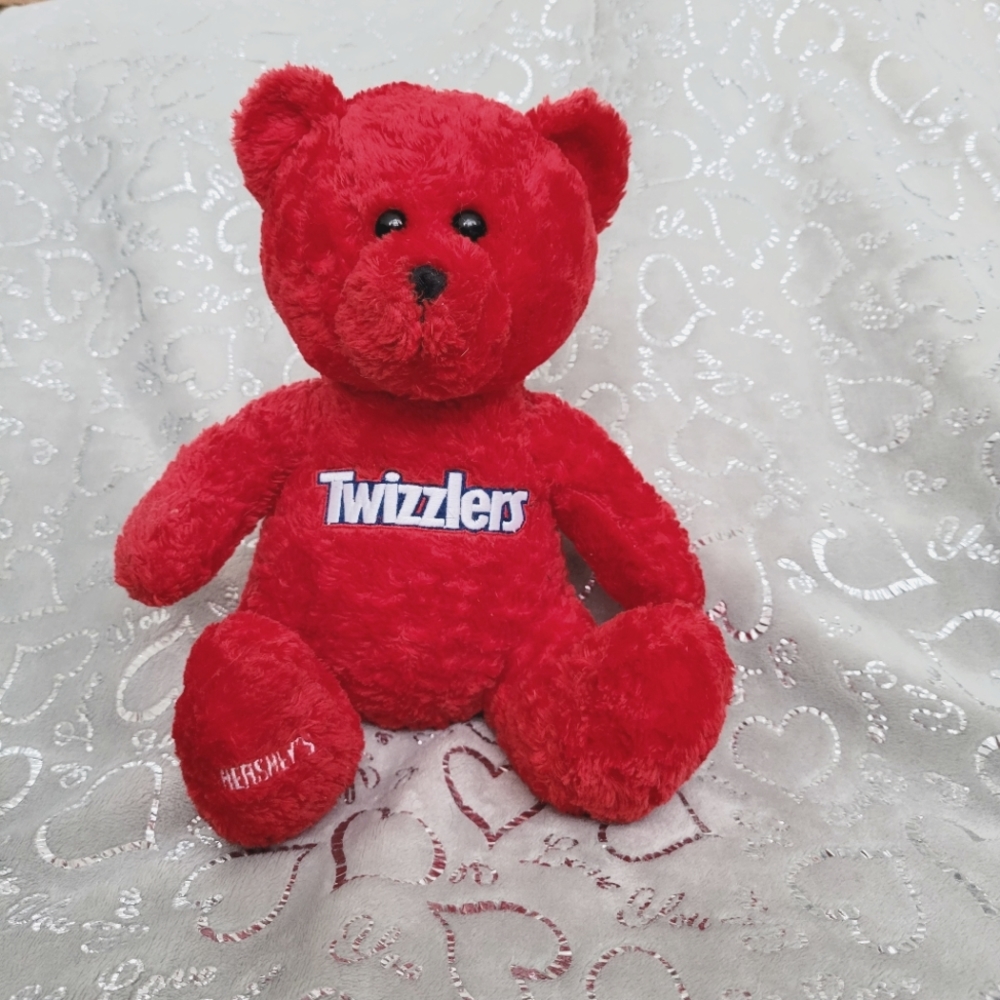 Twizzler Bear Red Hershey's Fuzzy Plush Teddy Bear Collectible 10"